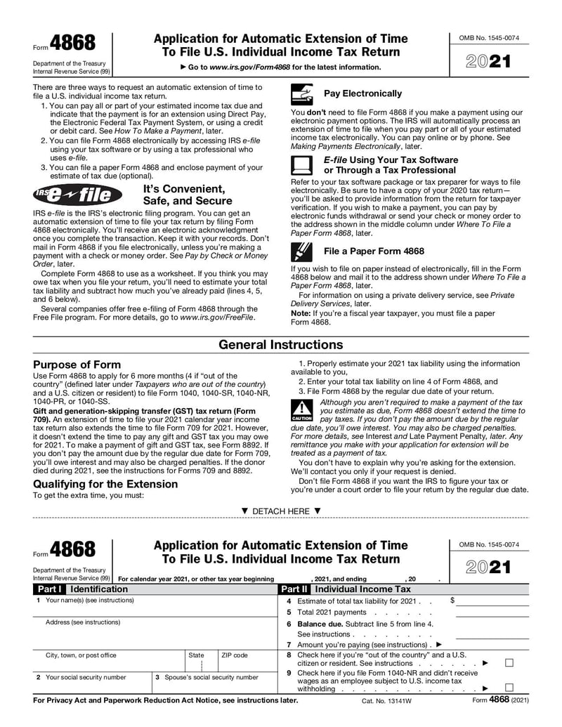 Large thumbnail of Form 4868 - Nov 2021