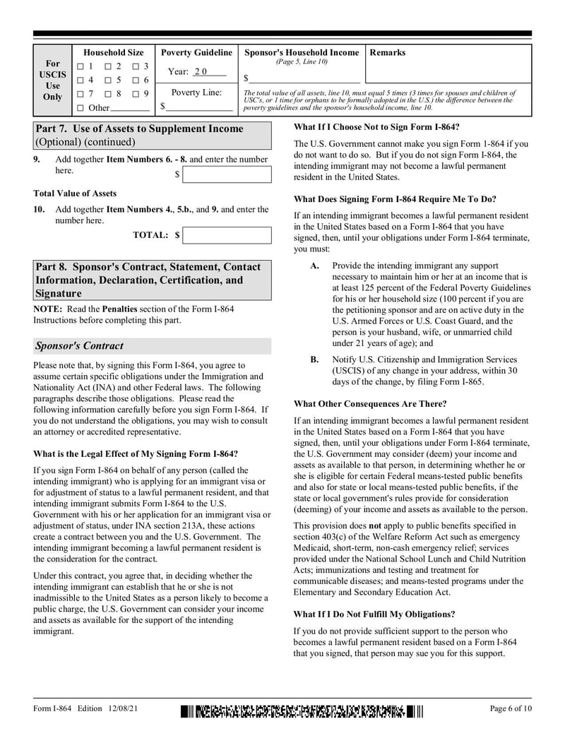 Large thumbnail of Form I-864 - Aug 2021