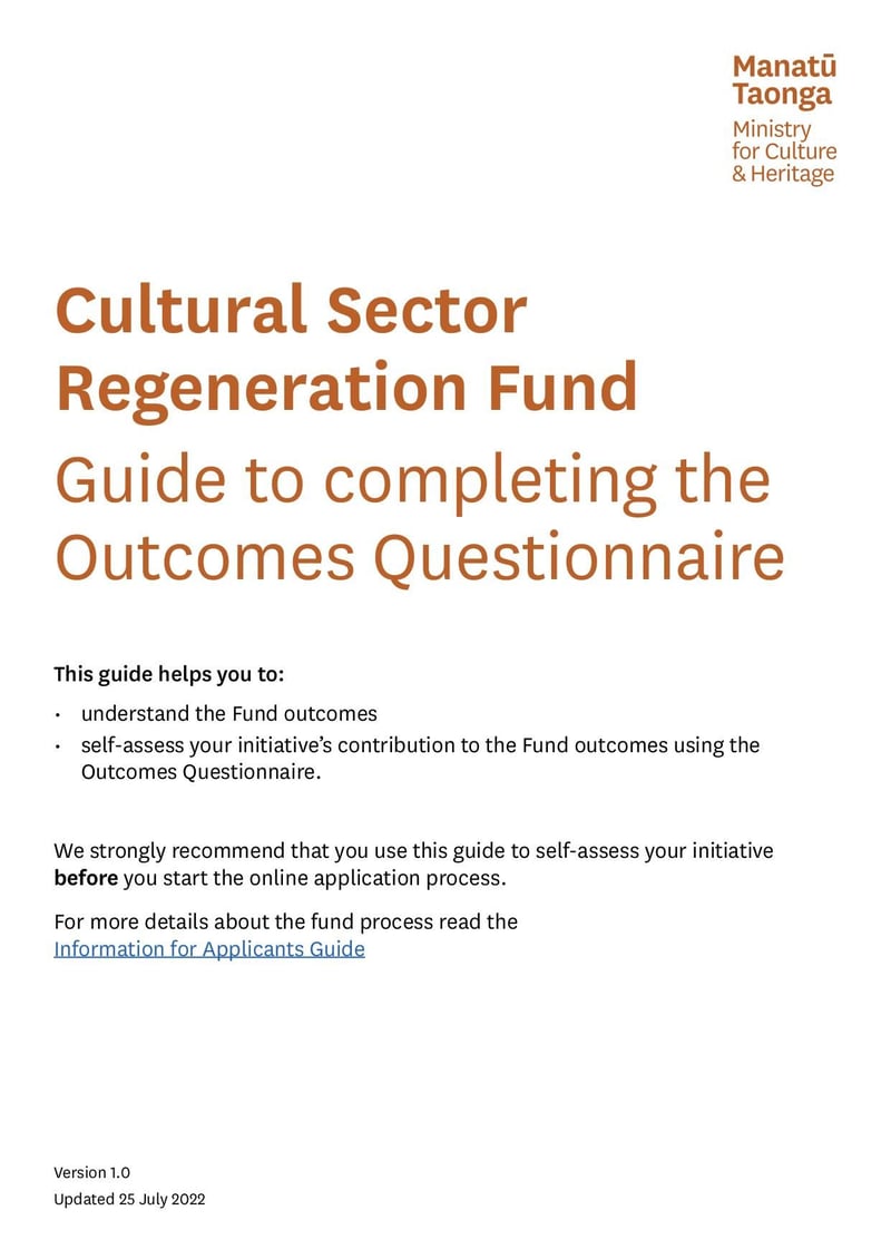 Large thumbnail of Cultural Sector Regeneration Fund Outcomes Questionnaire - Jul 2022