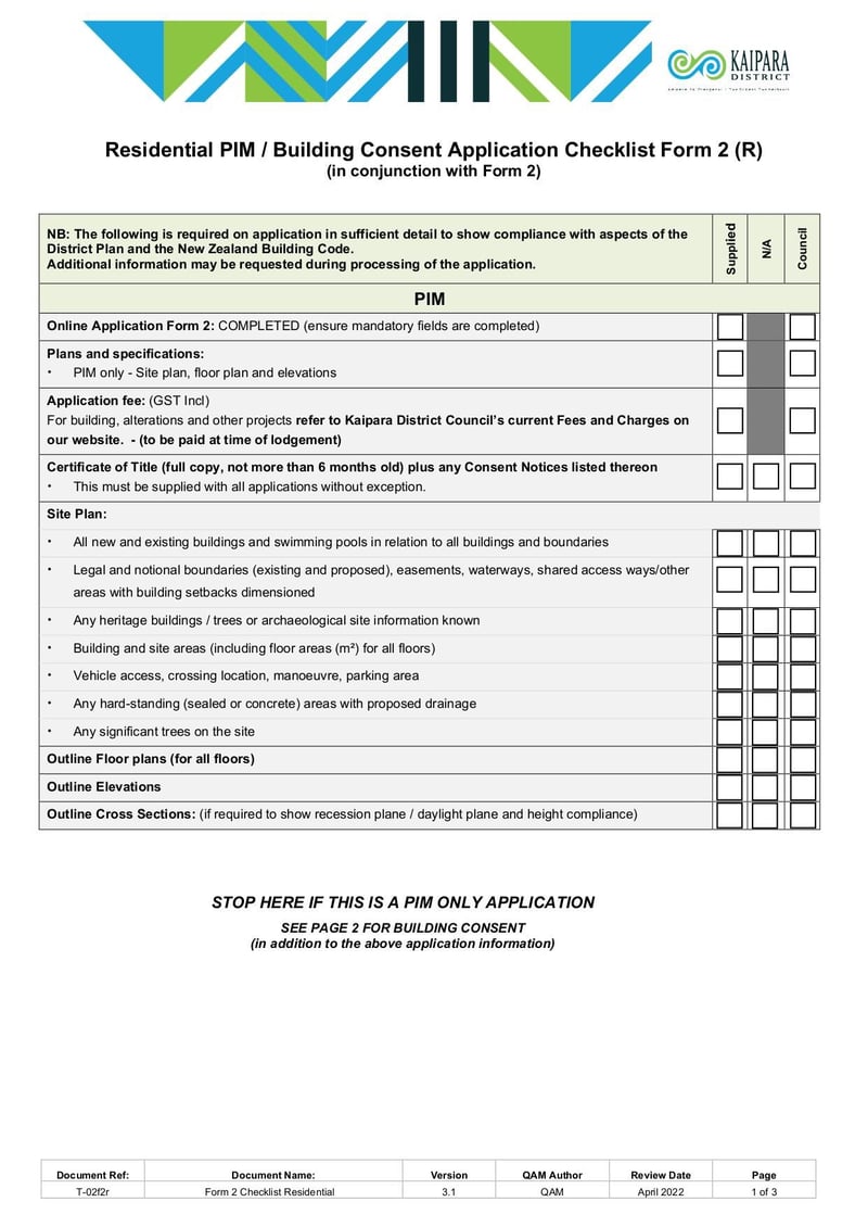 Large thumbnail of PF Form 2 (R) Residential Checklist - Apr 2022