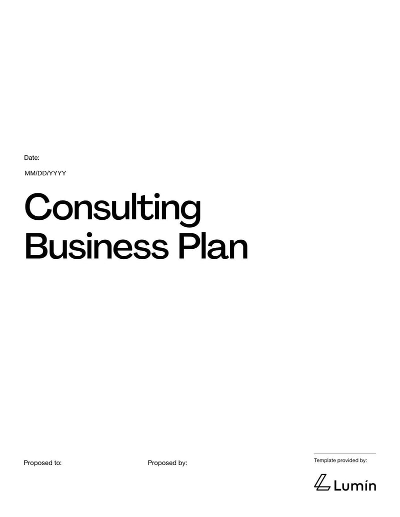 Consulting Business Plan Template for planning a consulting firm's services and operations