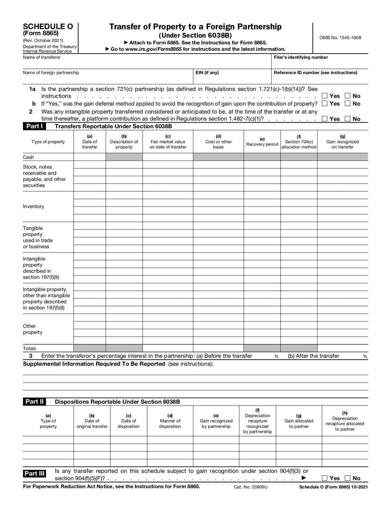 Large thumbnail of Schedule O (Form 8865) - Oct 2021