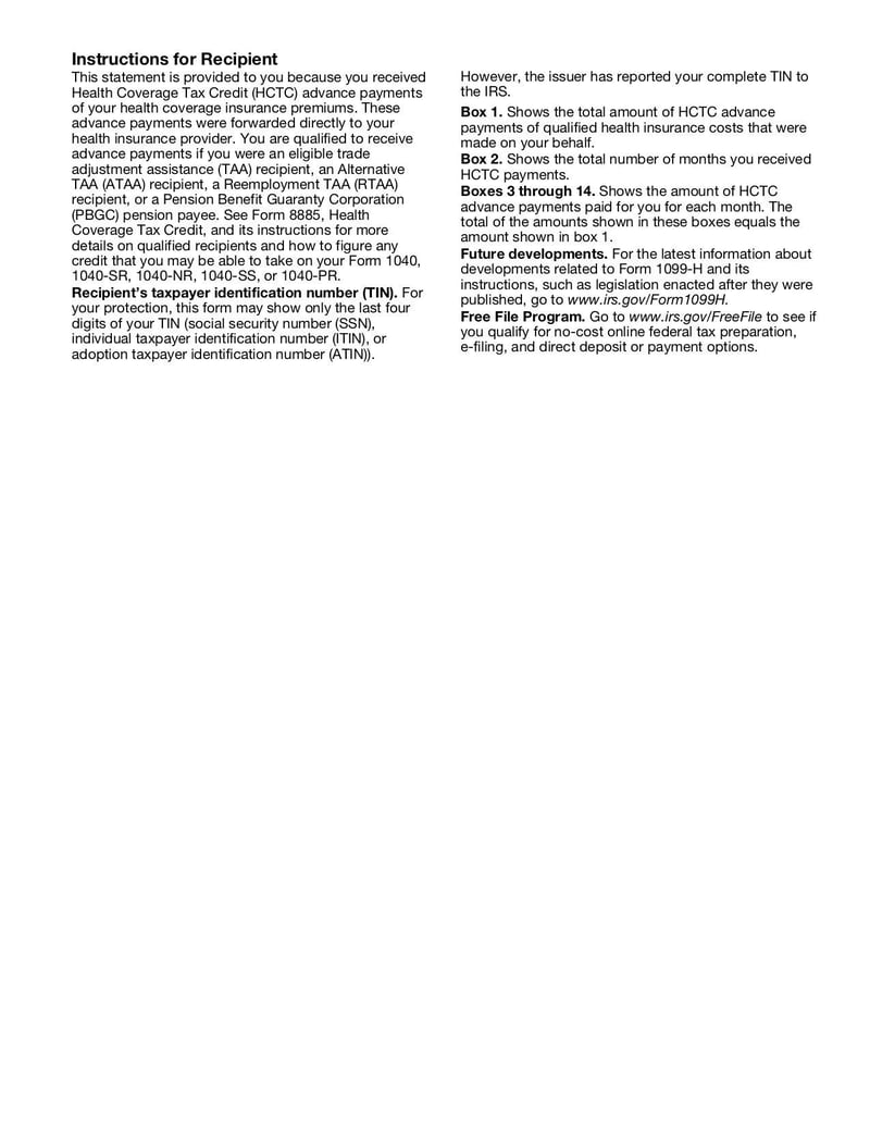 Large thumbnail of Form 1099-H - Jan 2022