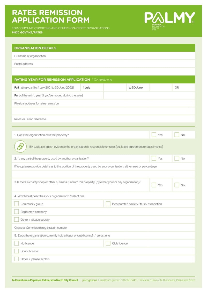 Large thumbnail of Rates Remission Application Form - Sep 2021