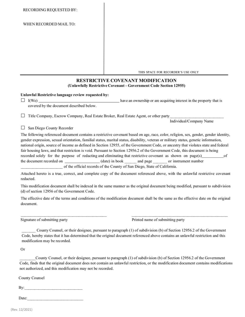 Large thumbnail of Restrictive Covenant Modification - Jul 2022