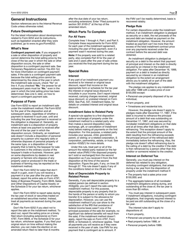 Large thumbnail of Form 6252 - 2024