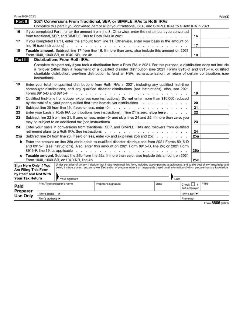 Large thumbnail of Form 8606 - Jan 2022