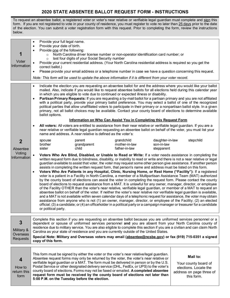 Large thumbnail of Information About The 2020 Absentee Request Form - Apr 2020