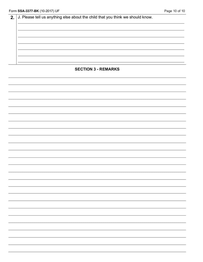 Large thumbnail of Form SSA-3377-BK Function Report - Child Age 3 to 6th Birthday - Feb 2022