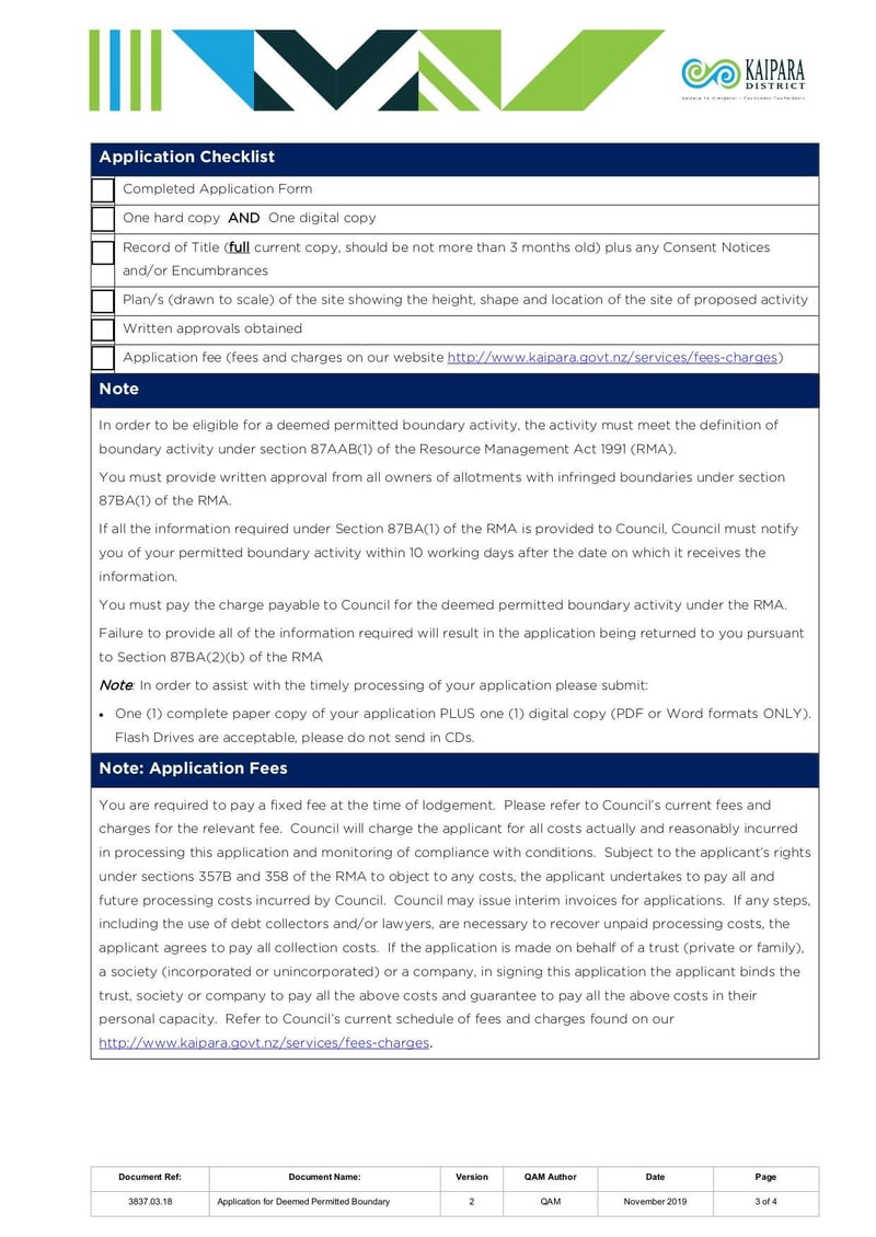 Large thumbnail of Application Under Section 87BA of the Resource Management Act 191 for Deemed Permitted Boundary Activity - Nov 2019