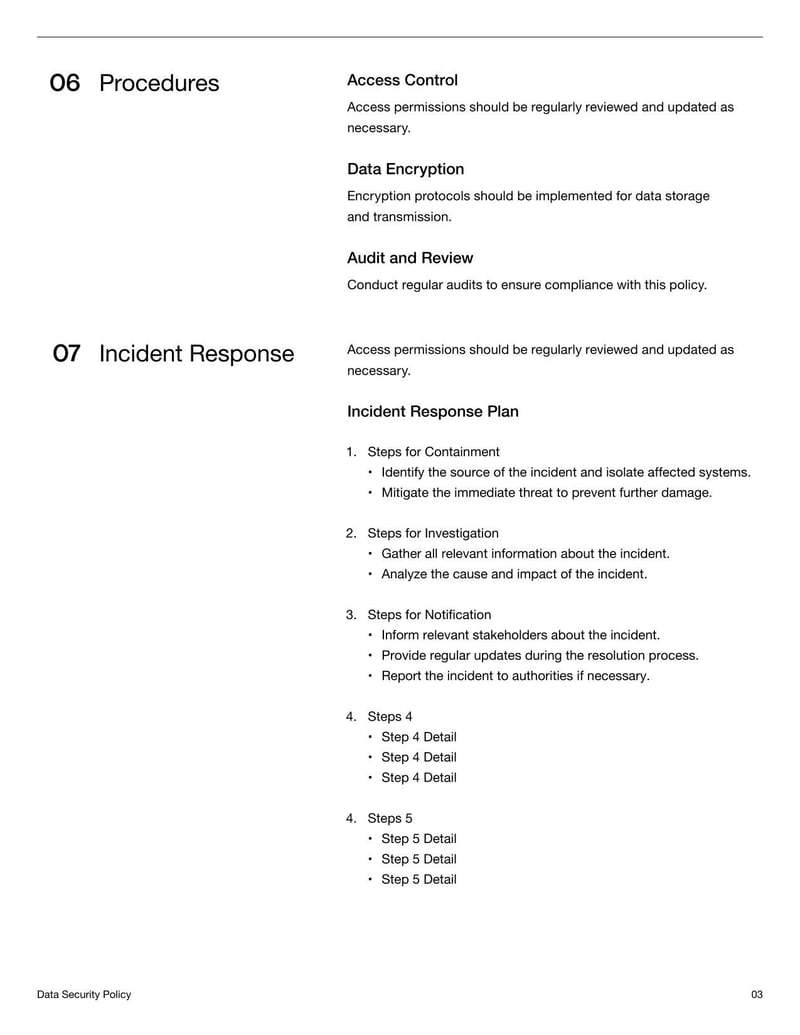 Data Security Policy Document outlining guidelines for handling sensitive company information