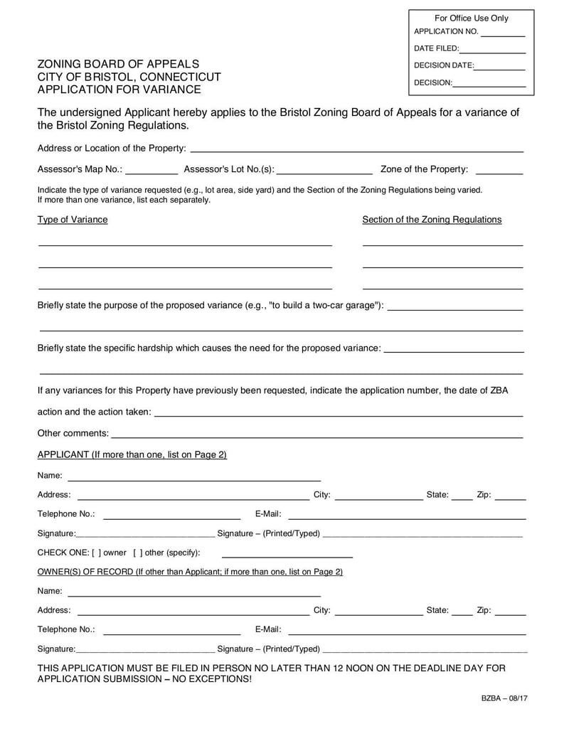 Large thumbnail of ZBA - Variance Form - Sep 2017