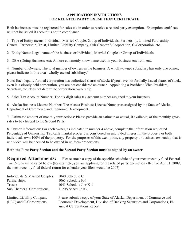 Large thumbnail of Application for Related Party Exemption Certificate - Dec 2011