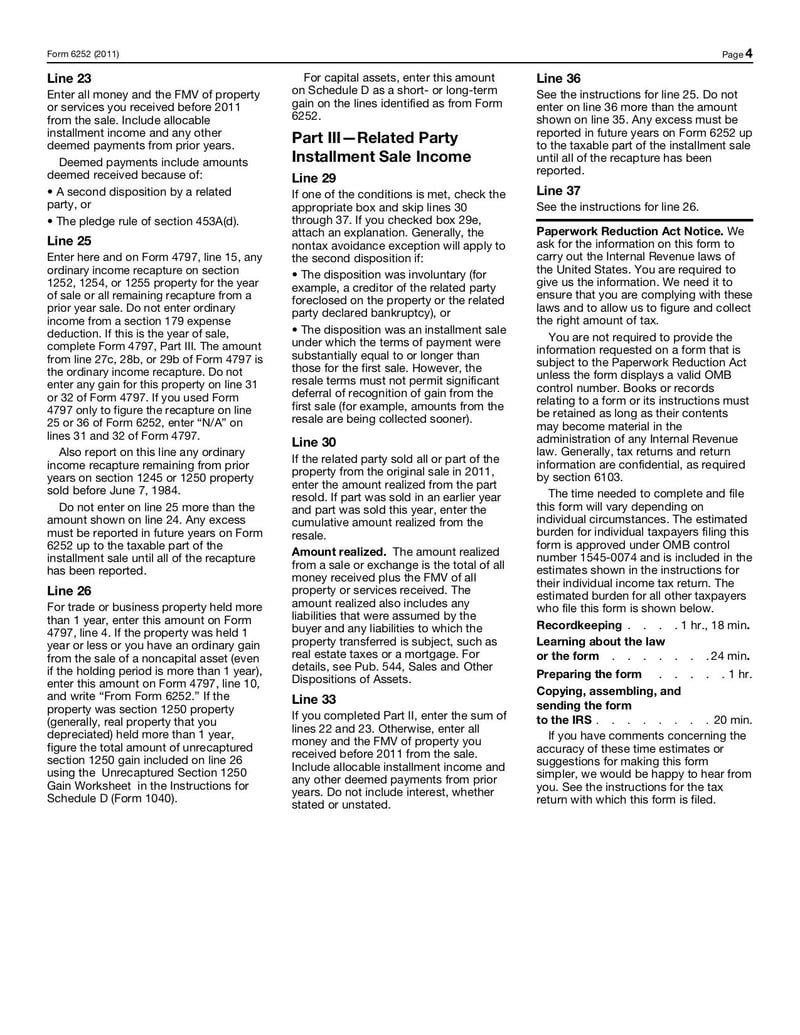 Large thumbnail of Form 6252 - Oct 2011