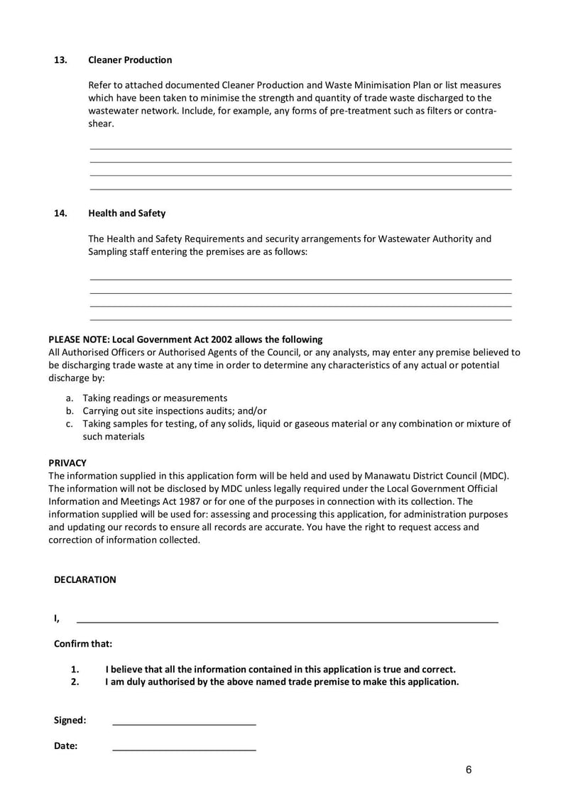 Large thumbnail of Application for Trade Waste Discharge Form - Jul 2021