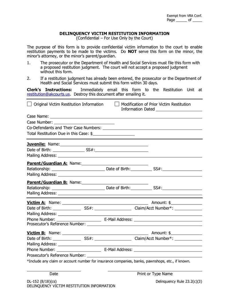 Large thumbnail of Form DL-152 - Aug 2018