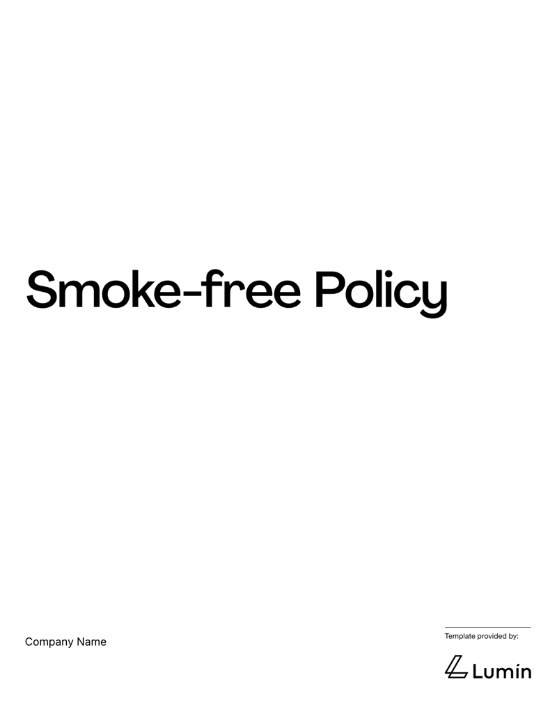 Smoke-free Policy document defining smoking restrictions, prohibited areas and employee acknowledgment