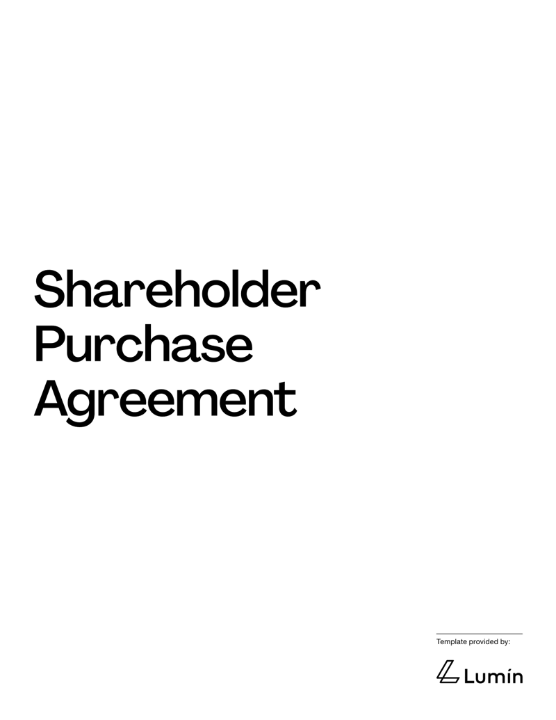 Shareholder Purchase Agreement with sections for share transfer terms, purchase price and dispute resolution