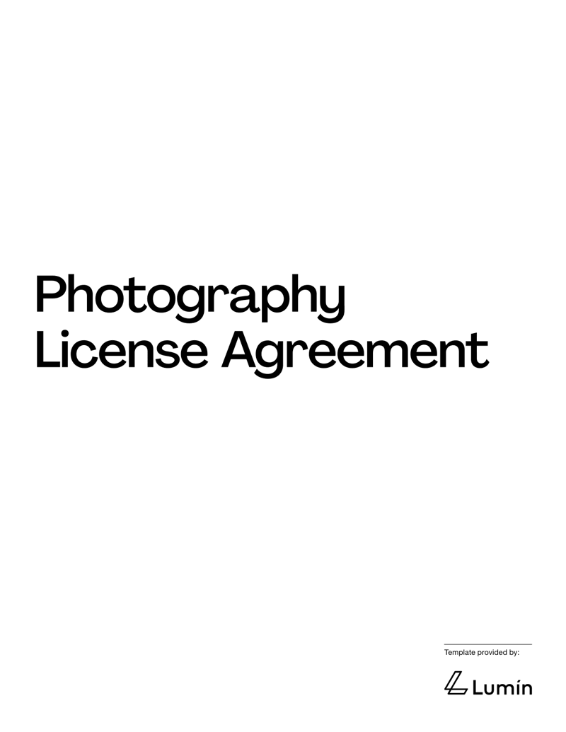 Photography License Agreement detailing usage rights, restrictions and copyright ownership between the photographer and the licensee