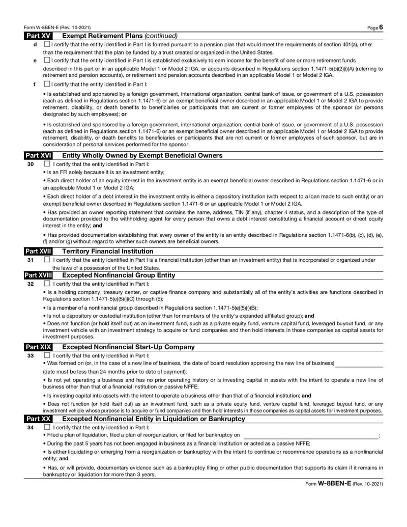 Large thumbnail of Form W-8BEN-E - Oct 2021
