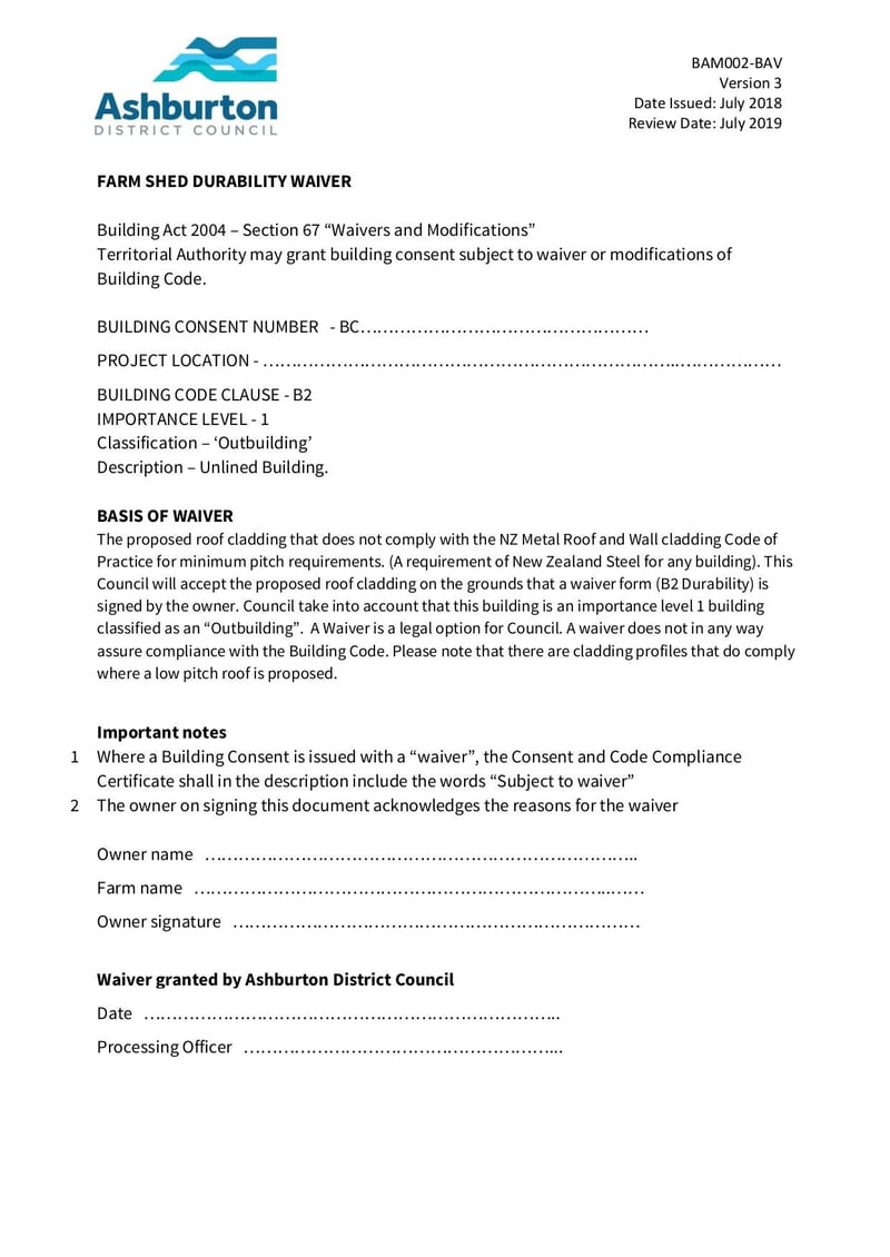 Large thumbnail of Farm Shed Durability Waiver - Jul 2018
