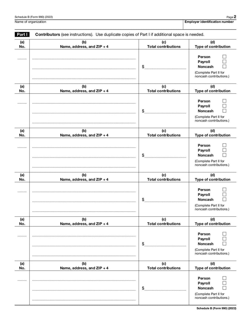 Large thumbnail of Schedule B (Form 990) - Nov 2022