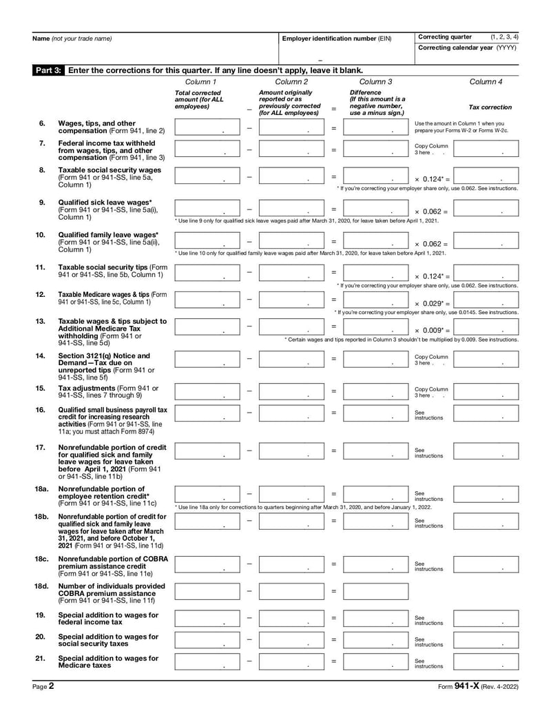 Large thumbnail of Form 941-X - Apr 2022