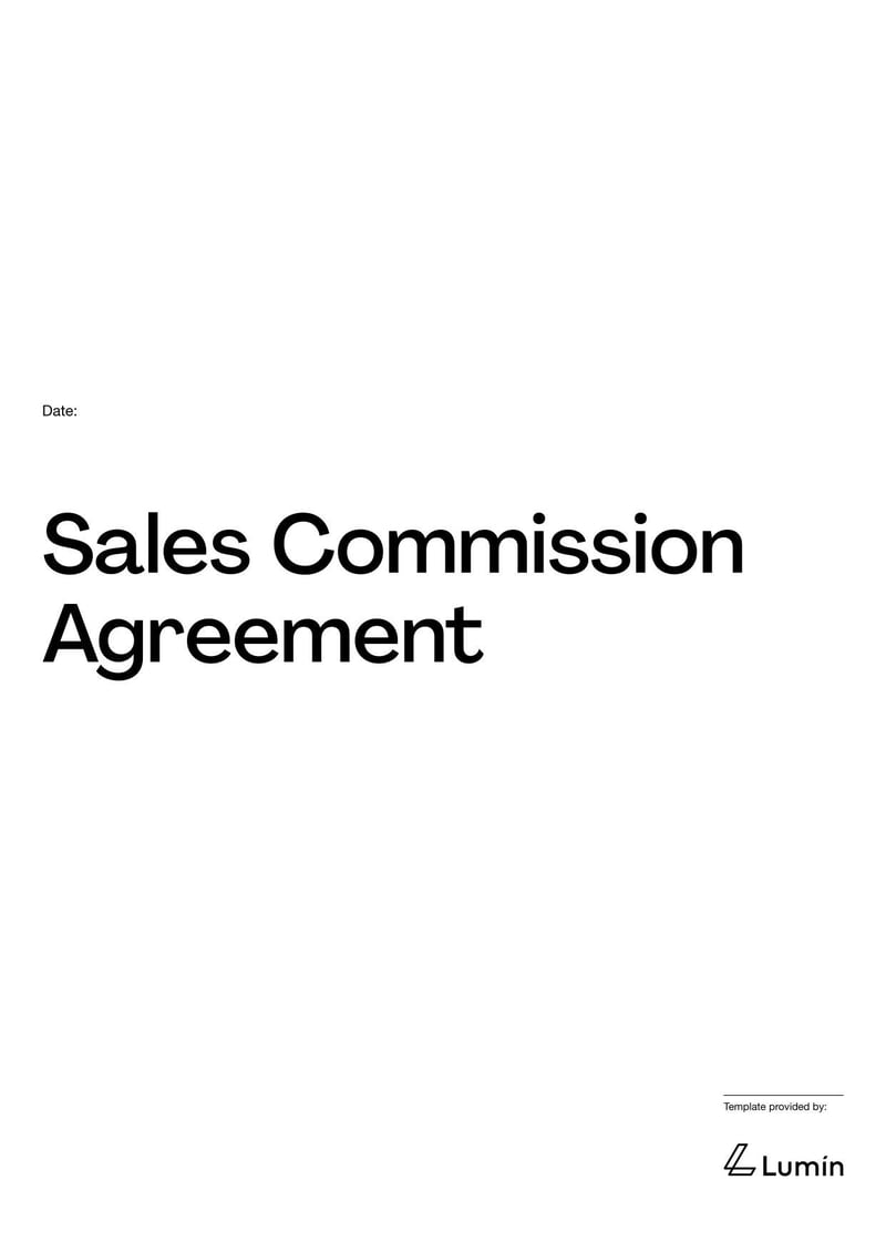 Sales Commission Agreement outlining terms for compensating sales representatives based on performance