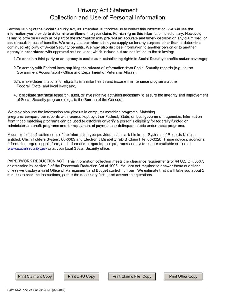 Large thumbnail of Form SSA-770-U4 - May 2016