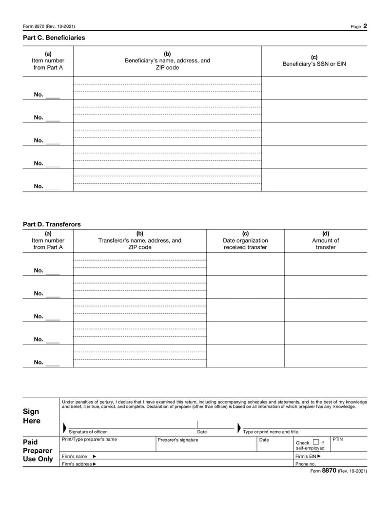 Large thumbnail of Form 8870 - Oct 2021
