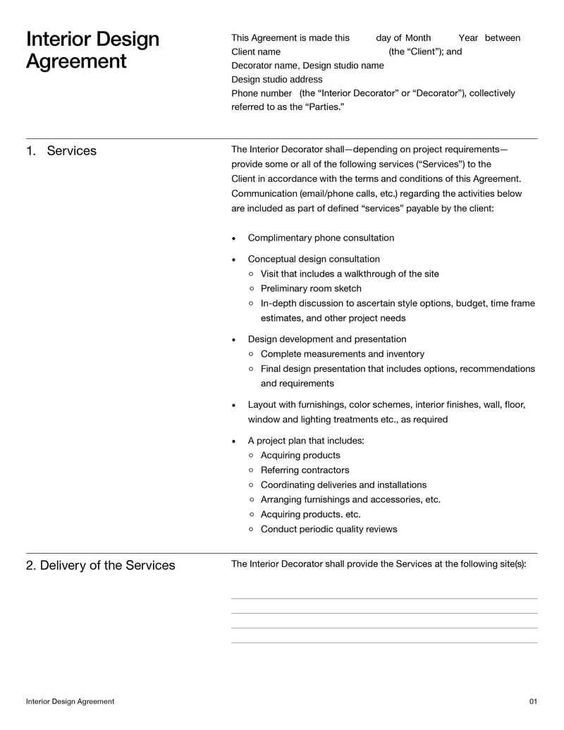 Large thumbnail of Interior Design Contract Template