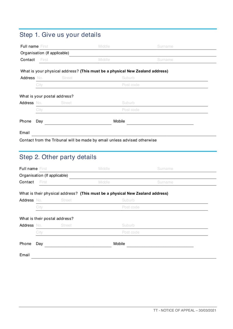Large thumbnail of TT Notice of Appeal Form - Mar 2021
