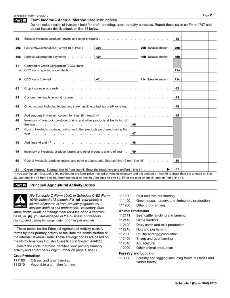 Large thumbnail of Form 1040 (Schedule F) - Jan 2010