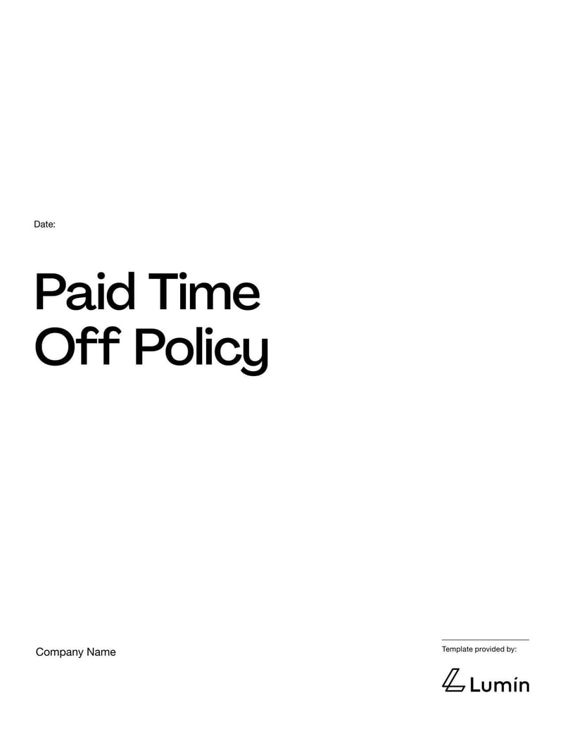 Paid Time Off Policy Document outlining vacation, sick leave, and personal time guidelines