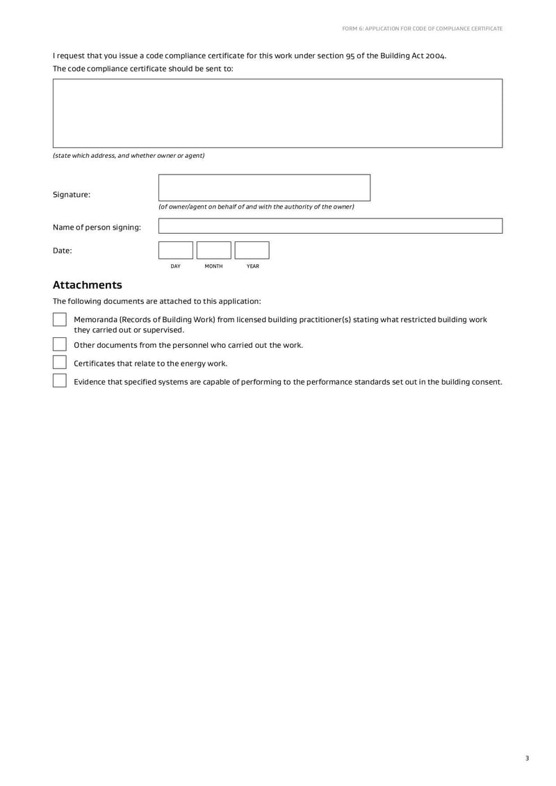 Large thumbnail of Form 6 Application for Code Compliance Certificate - Aug 2022