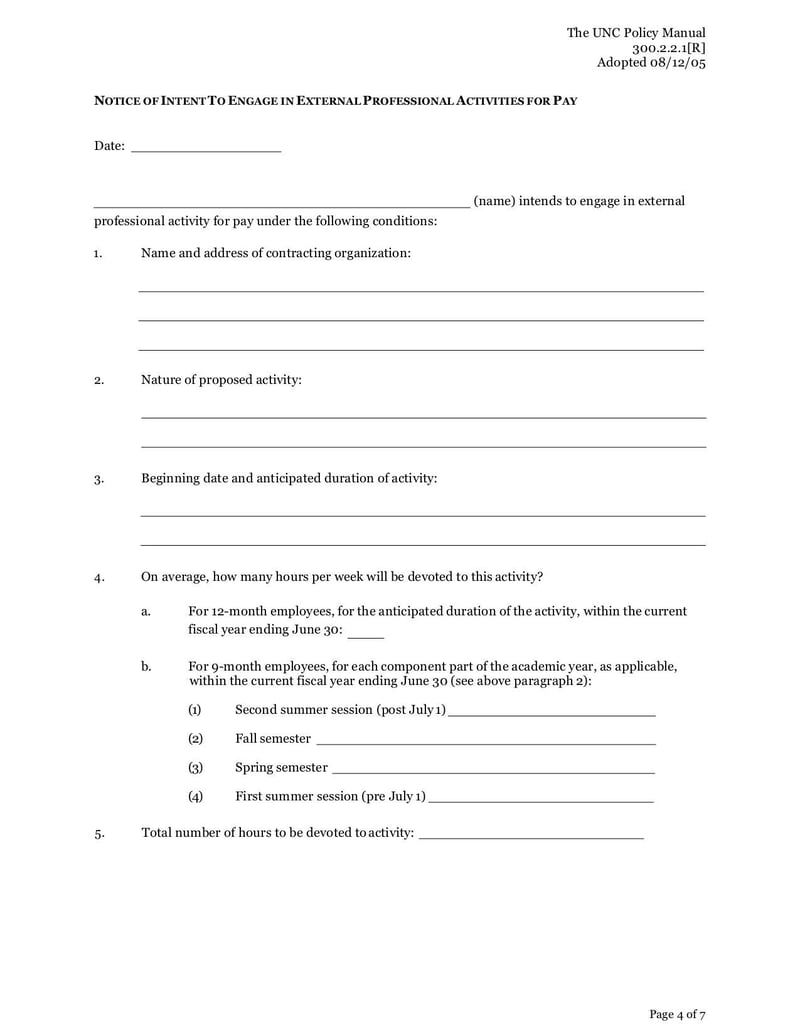 Large thumbnail of Notice of Intent to Engage in External Professional Activities for Pay - Mar 2018