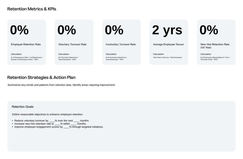 Employee Retention Tracker Template for monitoring employee turnover and retention efforts