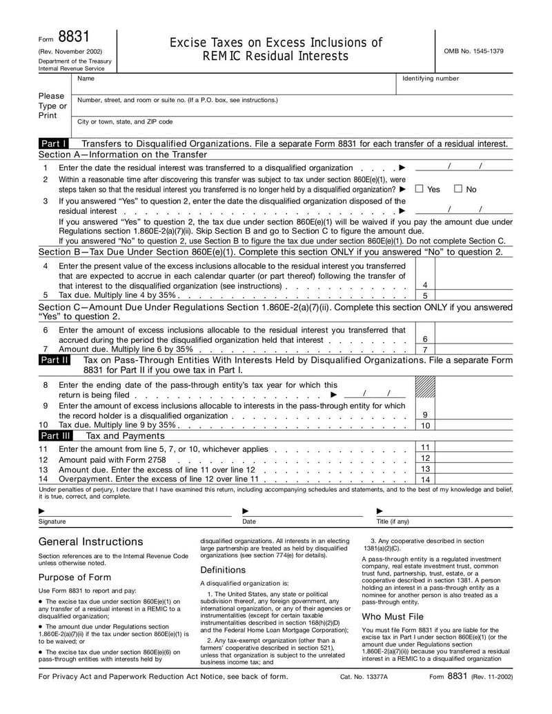 Large thumbnail of Form 8831 - Nov 2002