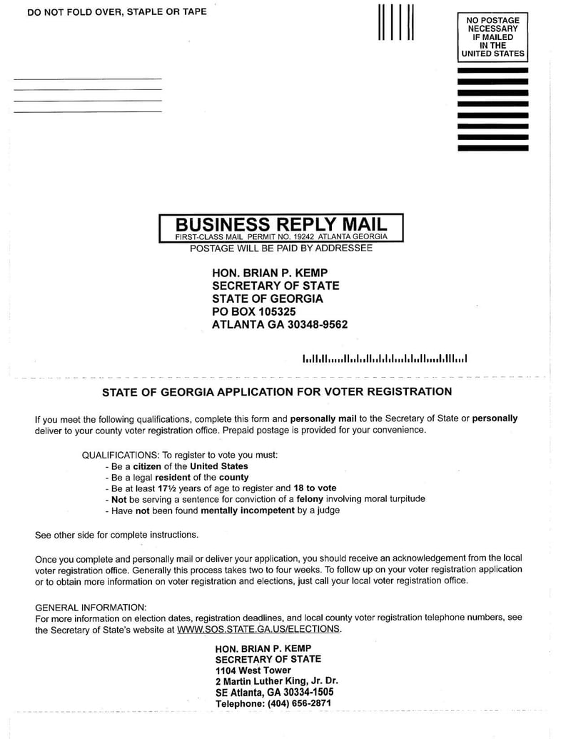 Large thumbnail of Voter Registration Form - Jun 2010