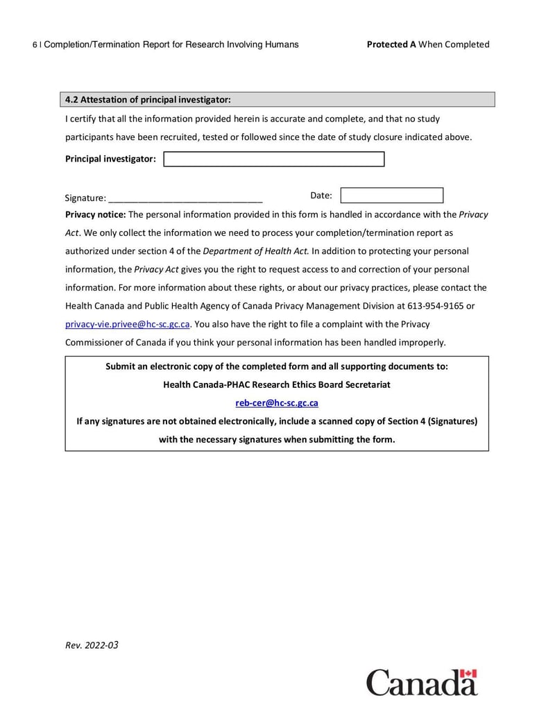 Large thumbnail of Completion/Termination Report for Research Involving Humans - Mar 2022