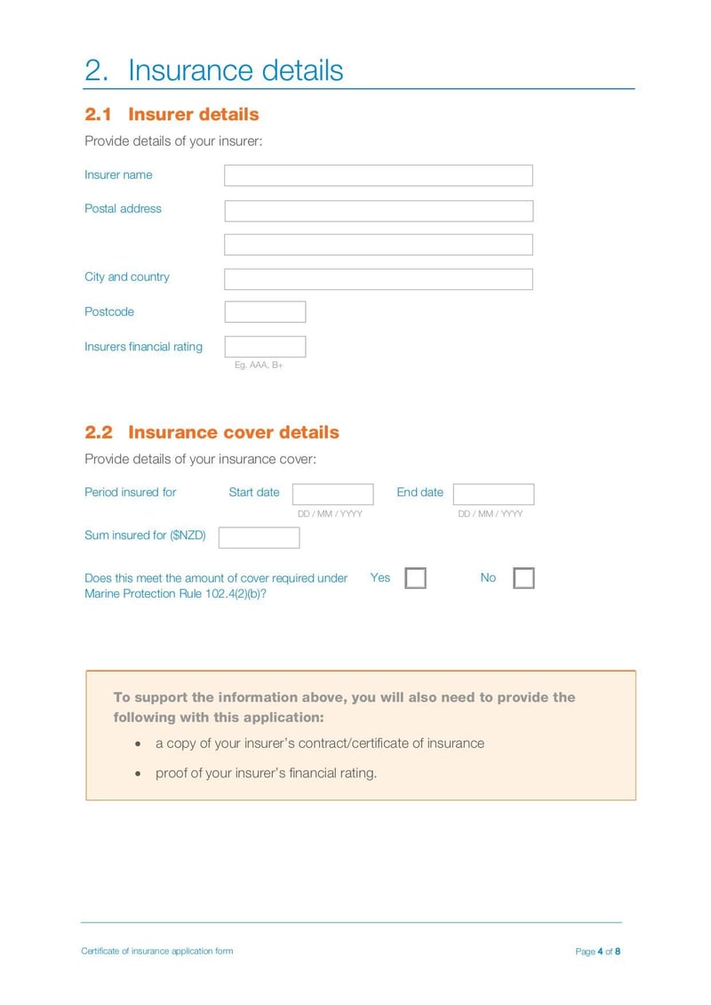 Large thumbnail of Certificates of Insurance Application Form for Oil Tankers and Ships - Jun 2020