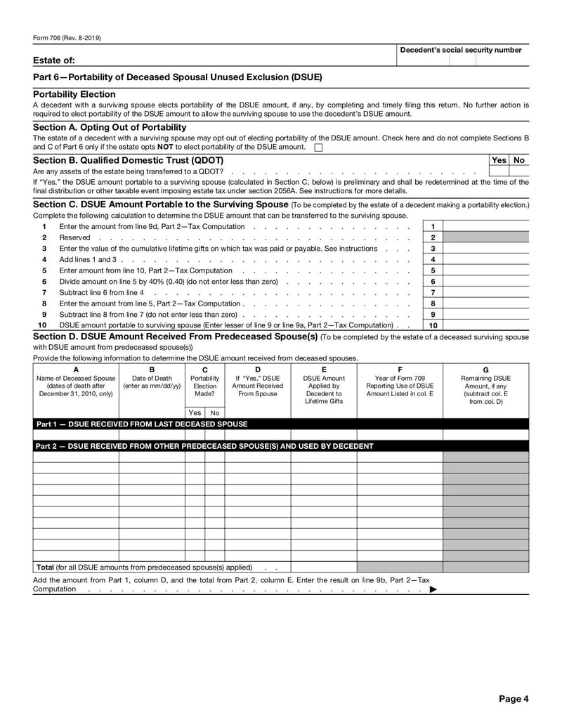Large thumbnail of Form 706 - Aug 2019