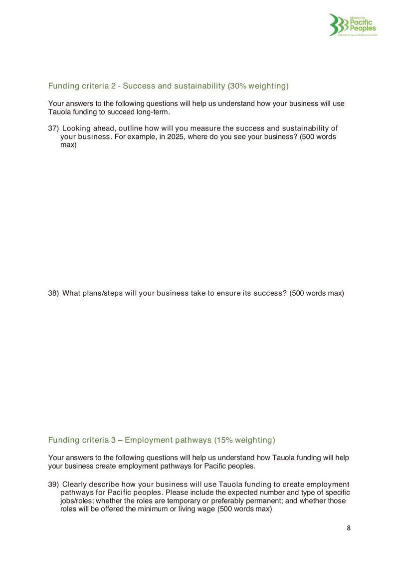 Large thumbnail of Application Form for Tauola Business Fund Round 2 - Nov 2022