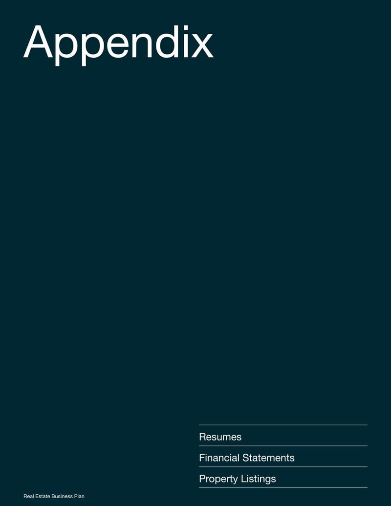 Real Estate Business Plan for strategizing sales, marketing, and operations in real estate