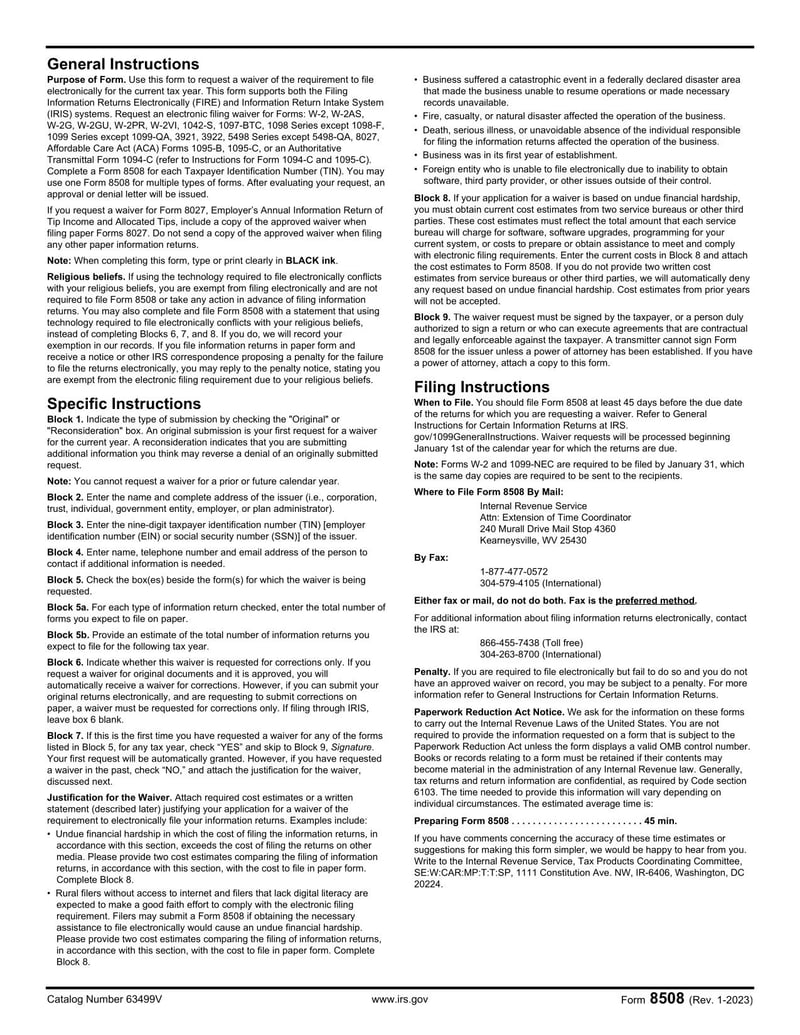Large thumbnail of  Form 8508 - 2023