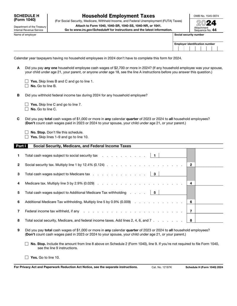 Large thumbnail of Schedule H (Form 1040) - 2024