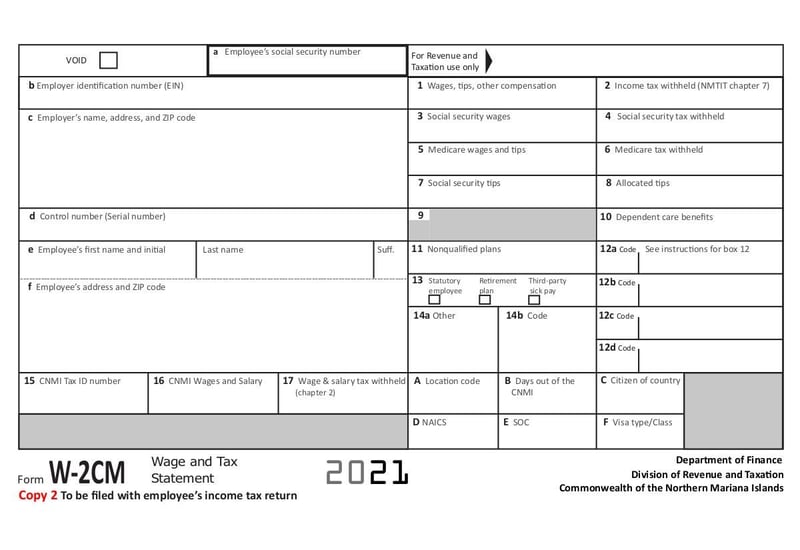 Large thumbnail of Form W-2CM Wage and Tax Statement - Oct 2021