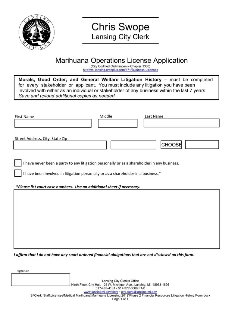 Thumbnail of Marijuana Operations License Application - Nov 2019 - page 3