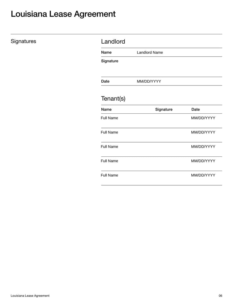 Large thumbnail of Louisiana Lease Agreement Template