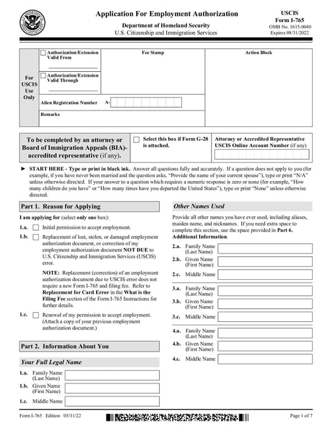 Form I-765 - Oct 2022 - page 3